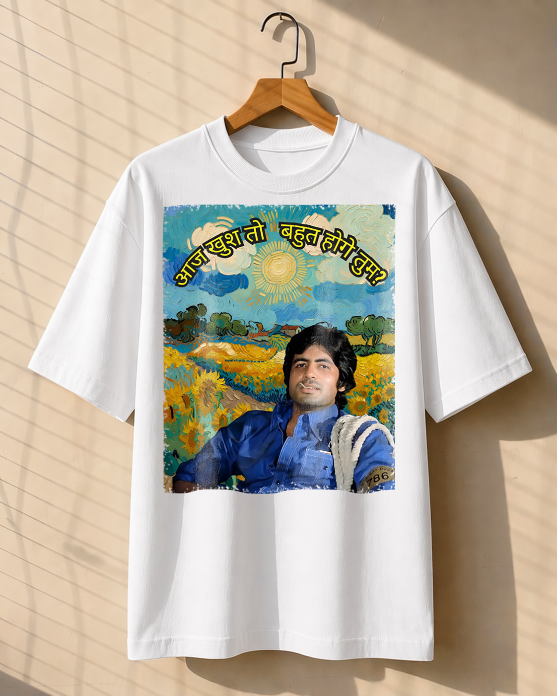 Amitabh Bachchan Bollywood White oversized graphic T-shirt
