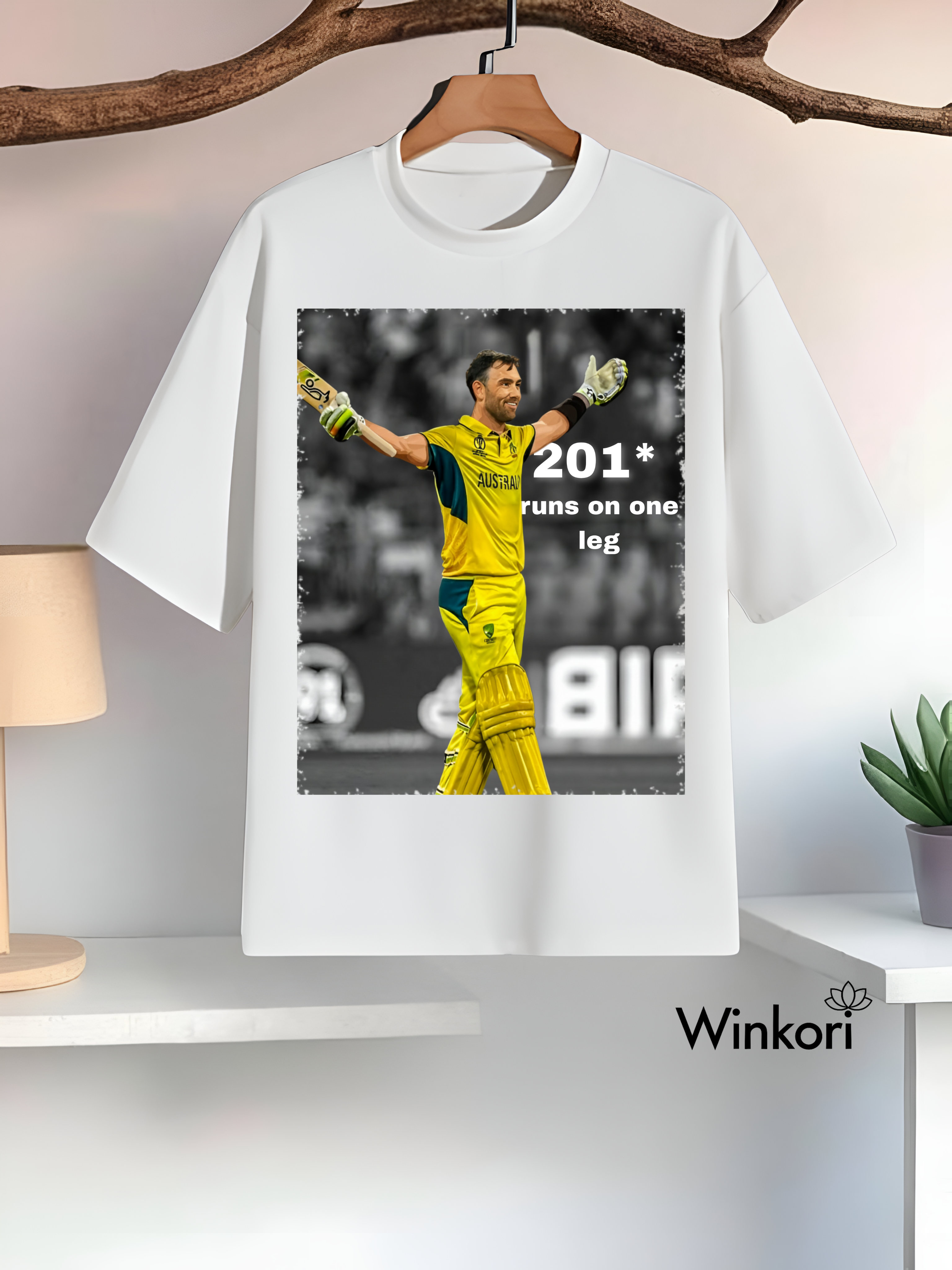 Glenn Maxwell Cricket White oversized T-shirt