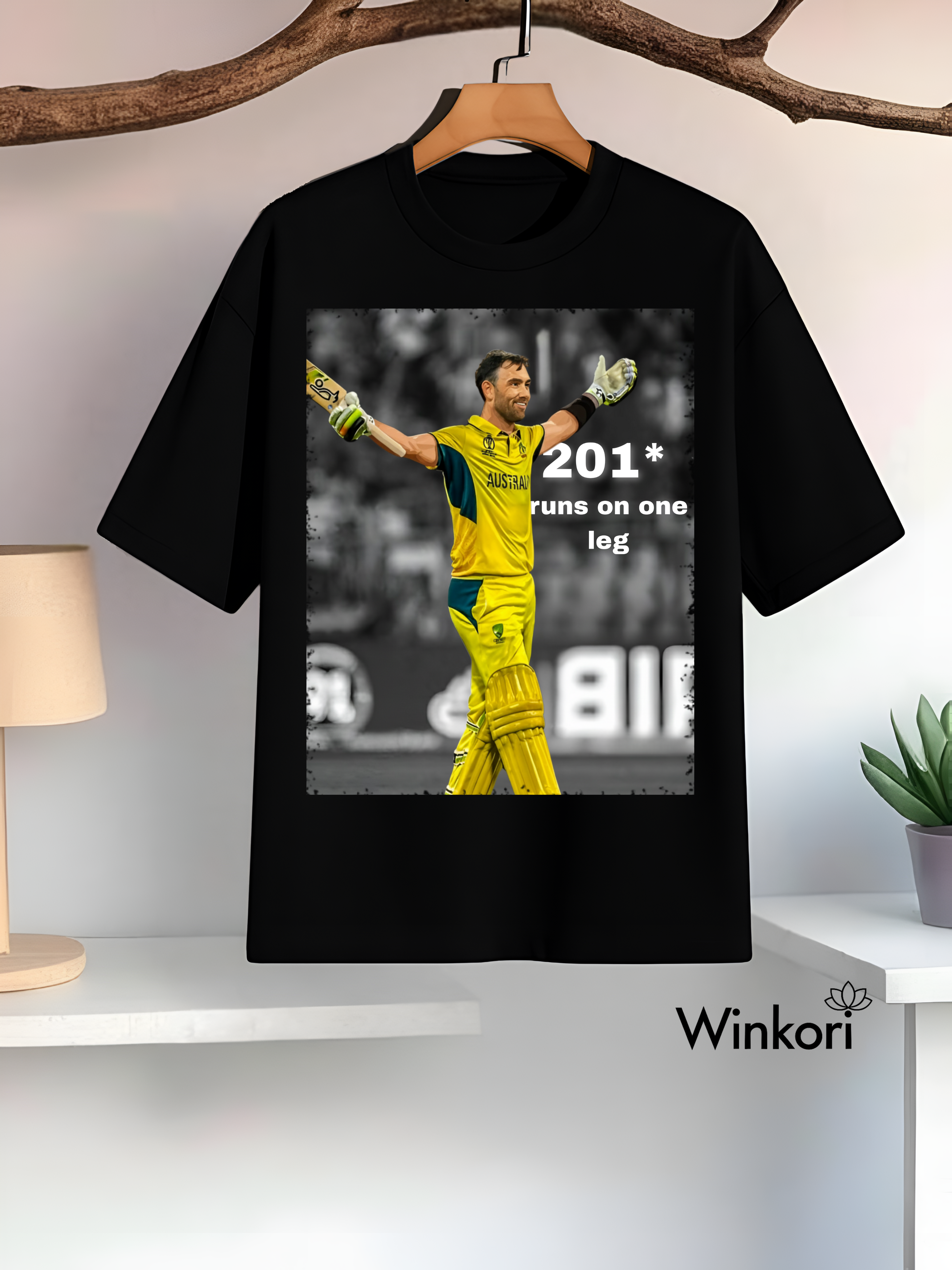 Glenn Maxwell Cricket Black oversized T-shirt