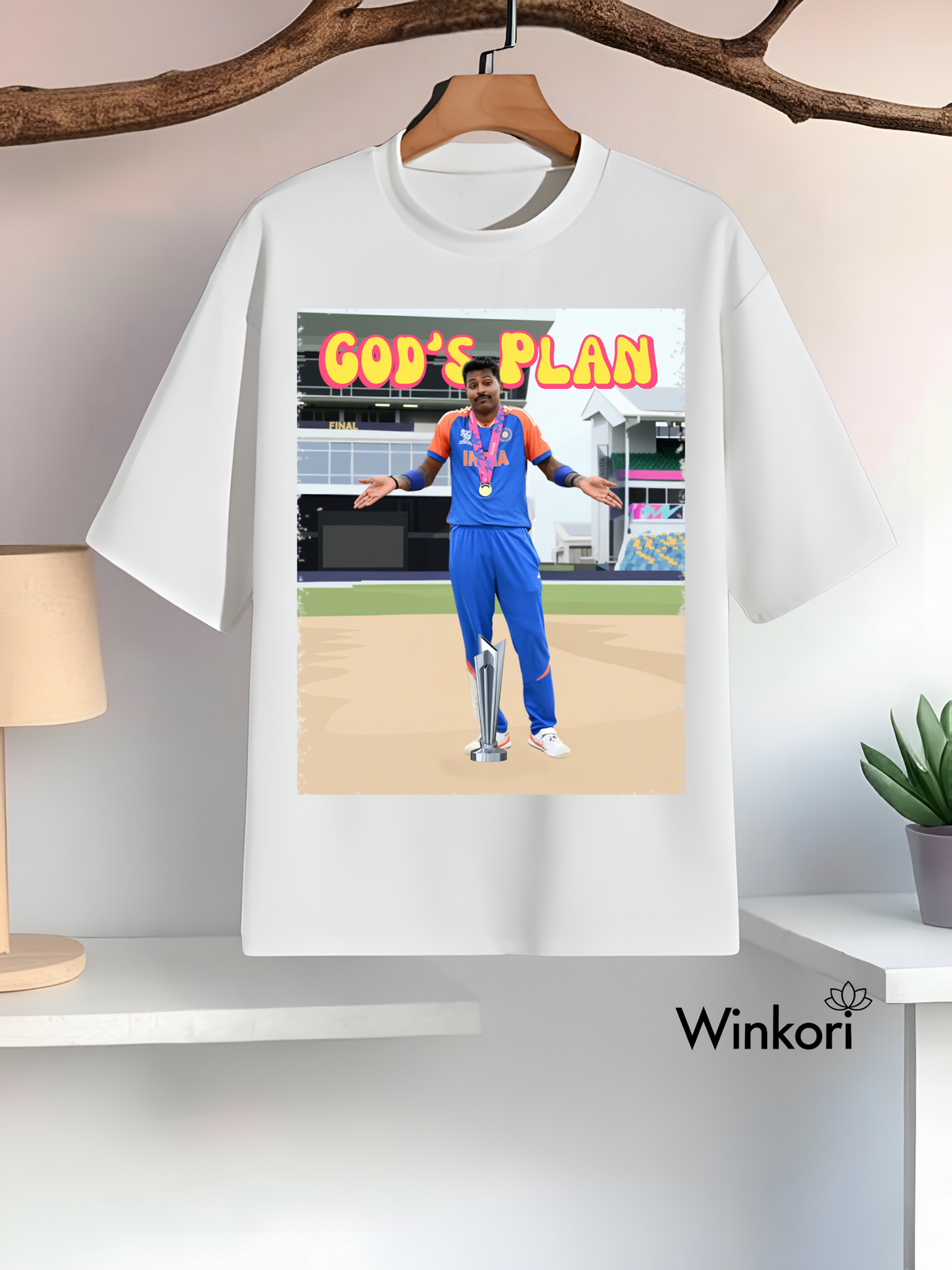 Hardik Pandya Cricket White oversized T-shirt