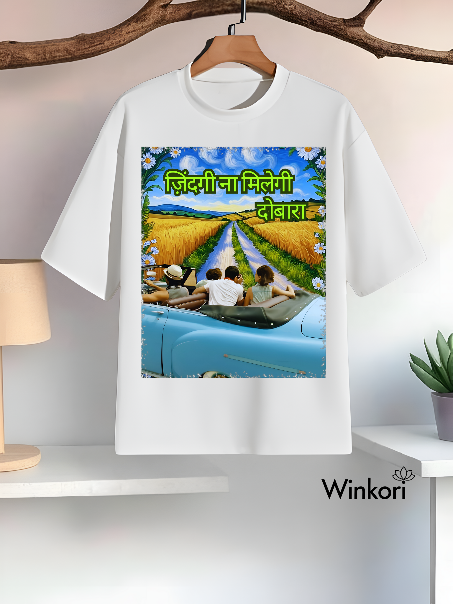 Hrithik Roshan Bollywood White oversized Zindagi Na Milegi Doobara graphic T-shirt