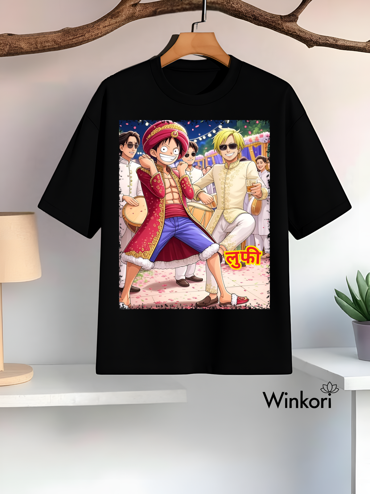 Luffy Sanji One Piece Anime T-Shirt Black