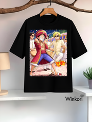 Luffy Sanji One Piece Anime T-Shirt Black