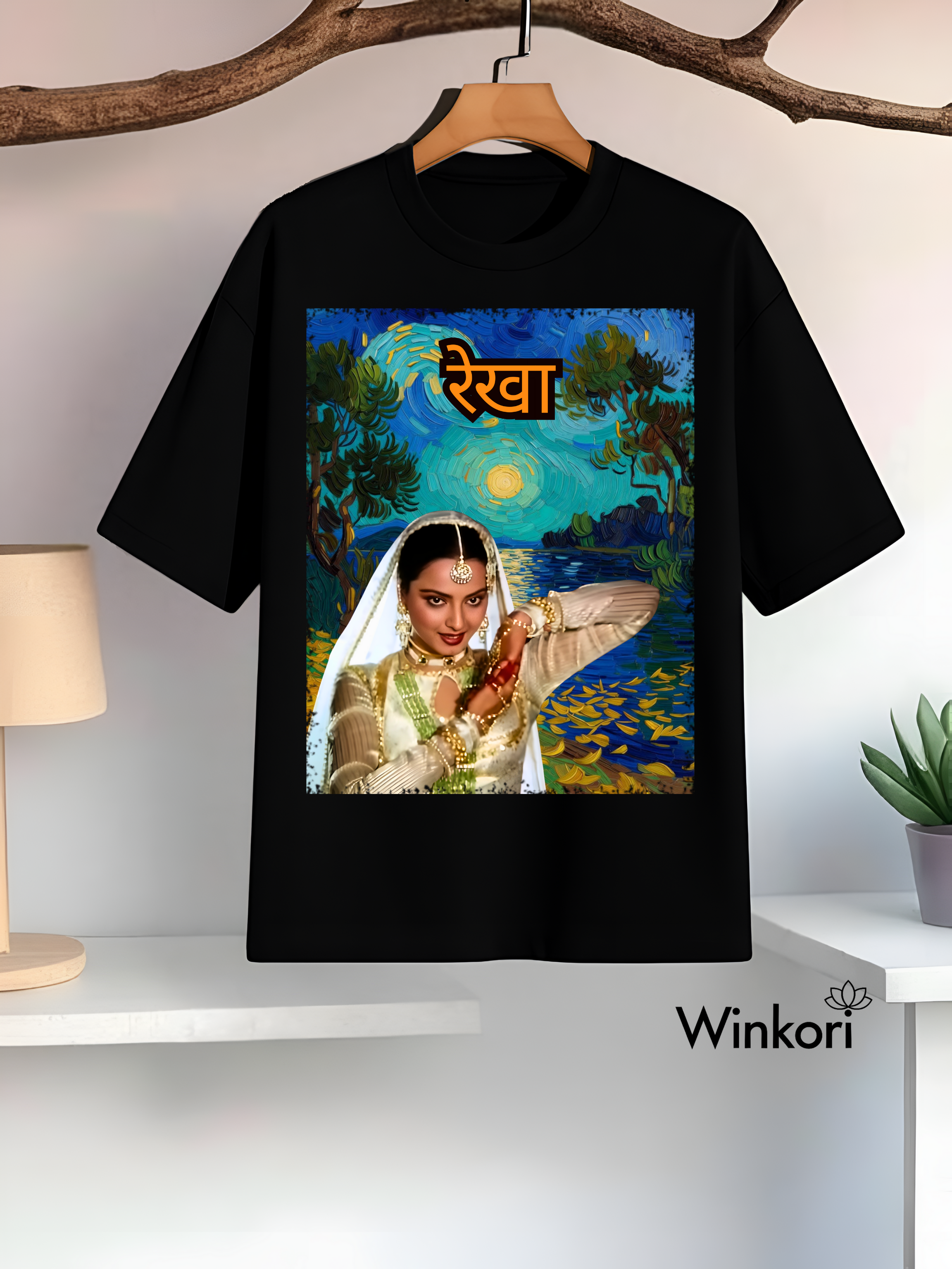 Rekha Bollywood Black oversized graphic T-shirt