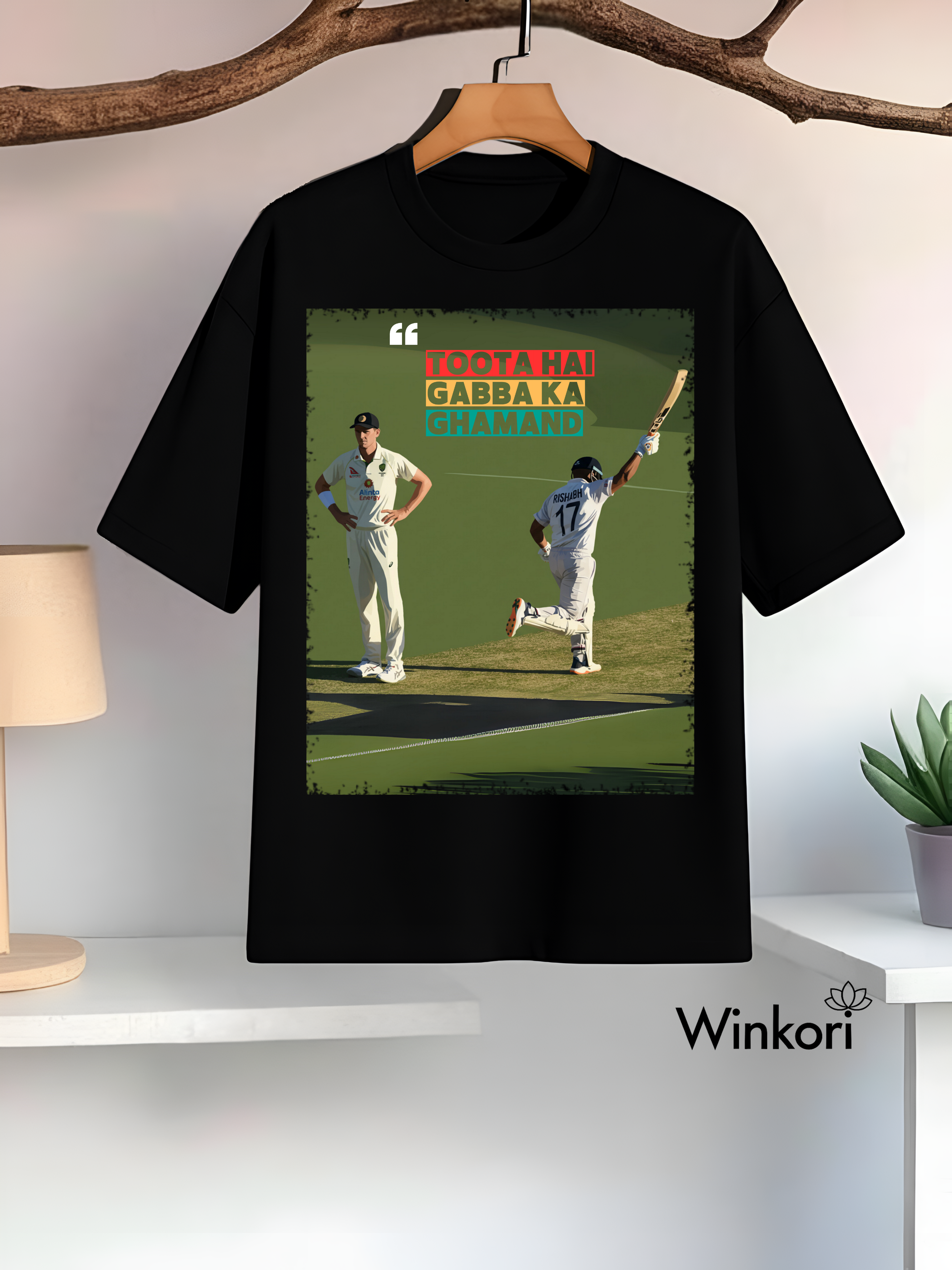 Rishabh Pant Cricket Black oversized T-shirt