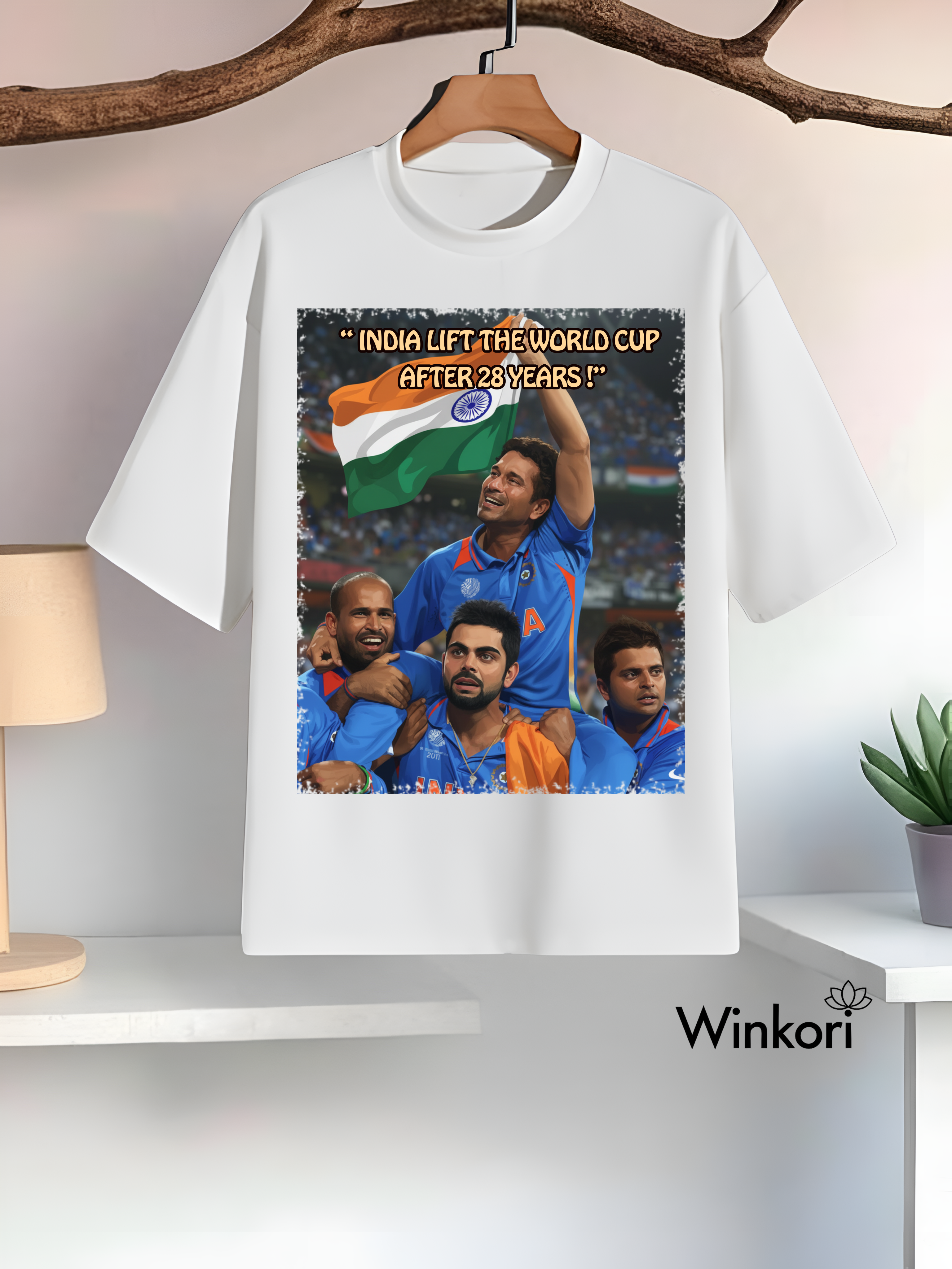 Sachin Tendulkar Cricket White oversized T-shirt