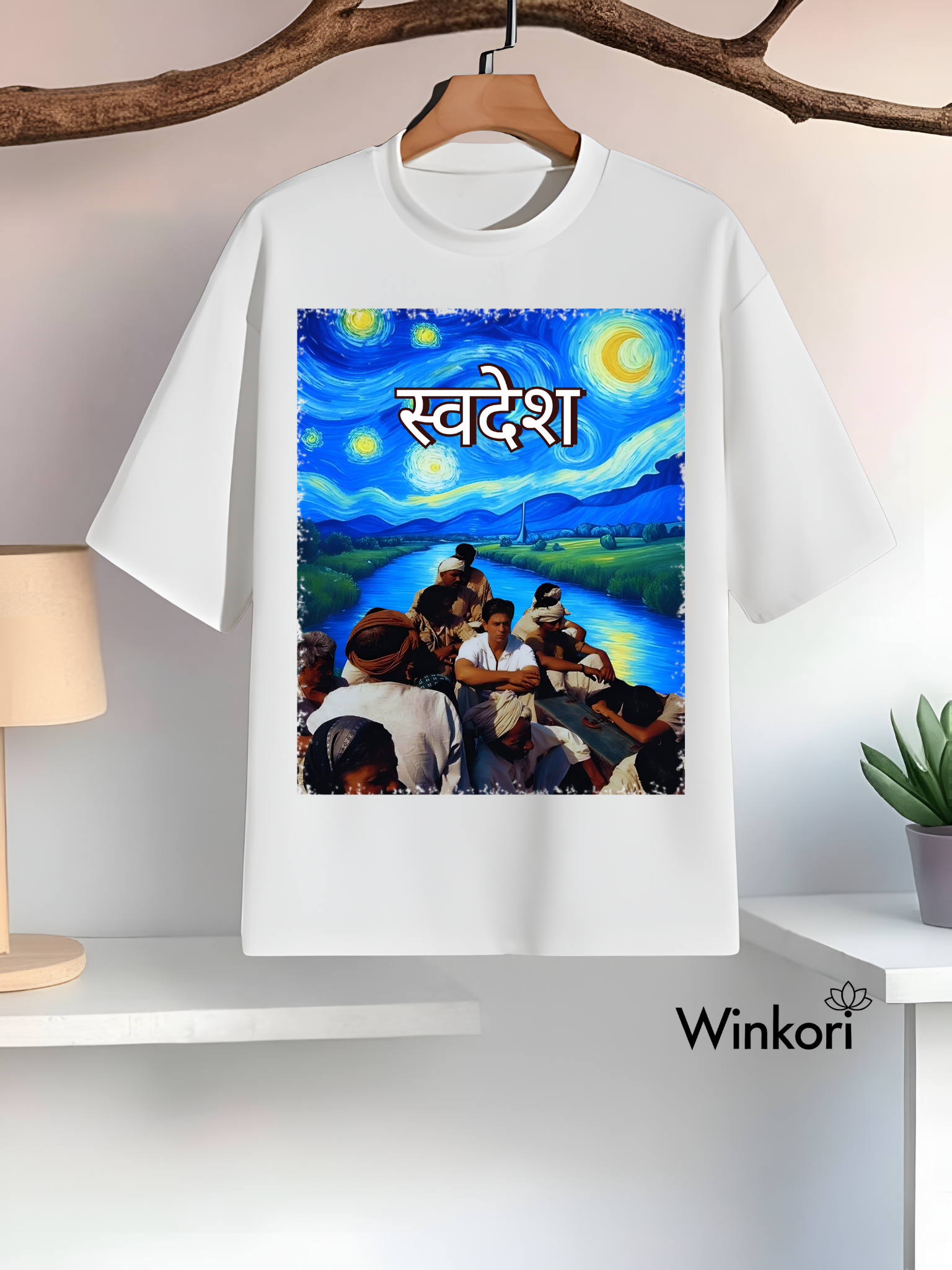 White oversized Swadesh Shah Rukh Khan graphic Bollywood  T-shirt