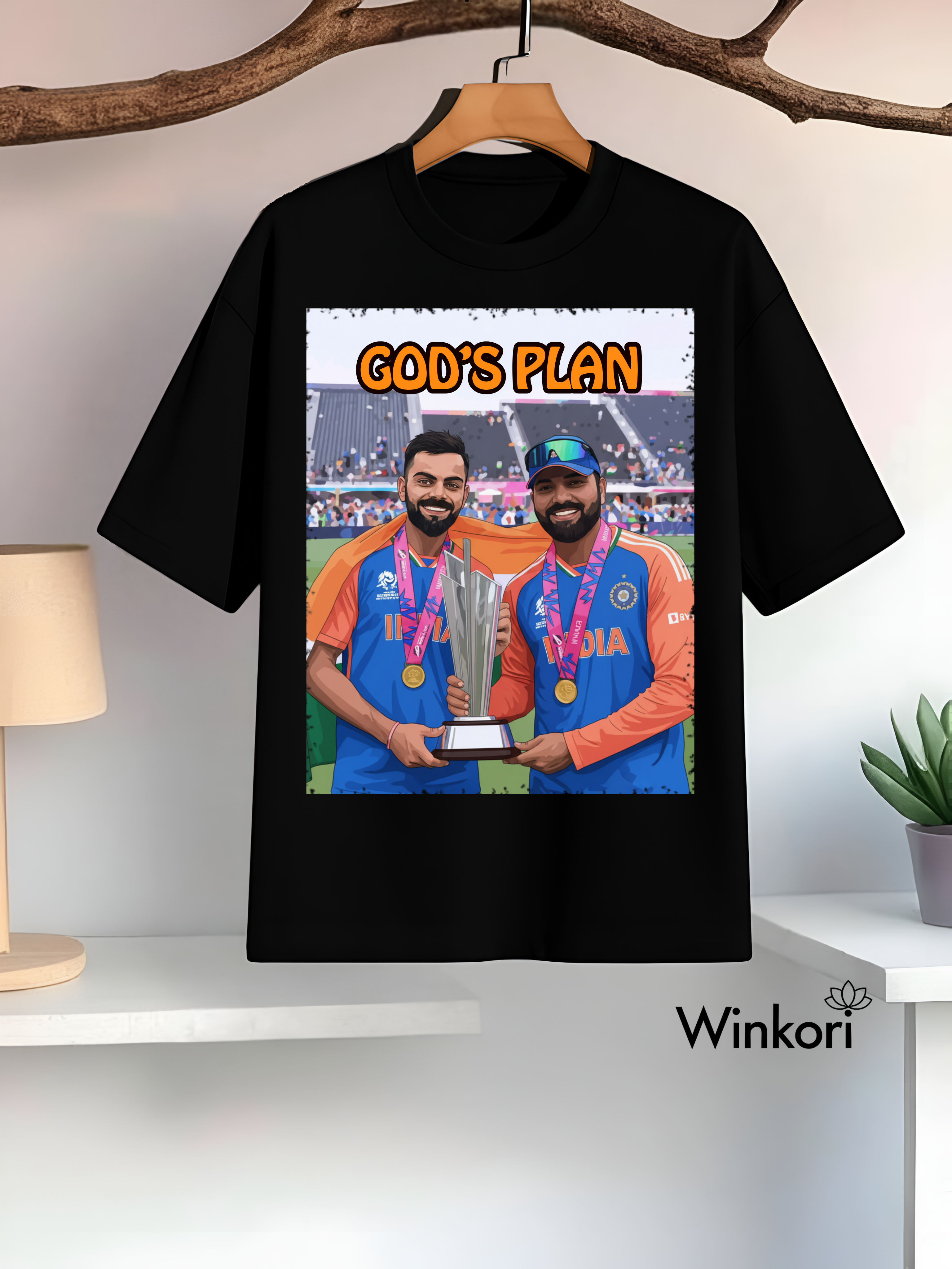 Virat Kohli Rohit Sharma T20 World Cup Black oversized T-shirt