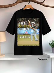 Yuvraj Singh Cricket Black oversized graphic T-shirt